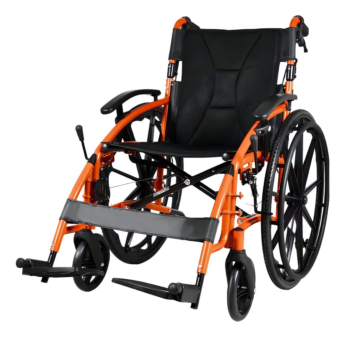 Silla de Ruedas Deportiva Centurfit Ligera Estructura de Aluminio Plegable + Rueditas Color Naranja
