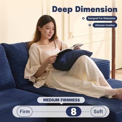 🛋️ Afuson Sofá Modular Seccional en Forma L de 107 Pulgadas, Asiento Profundo, Tapicería de Pana, Sin Montaje, Diseño Deshuesado para Sala de Estar