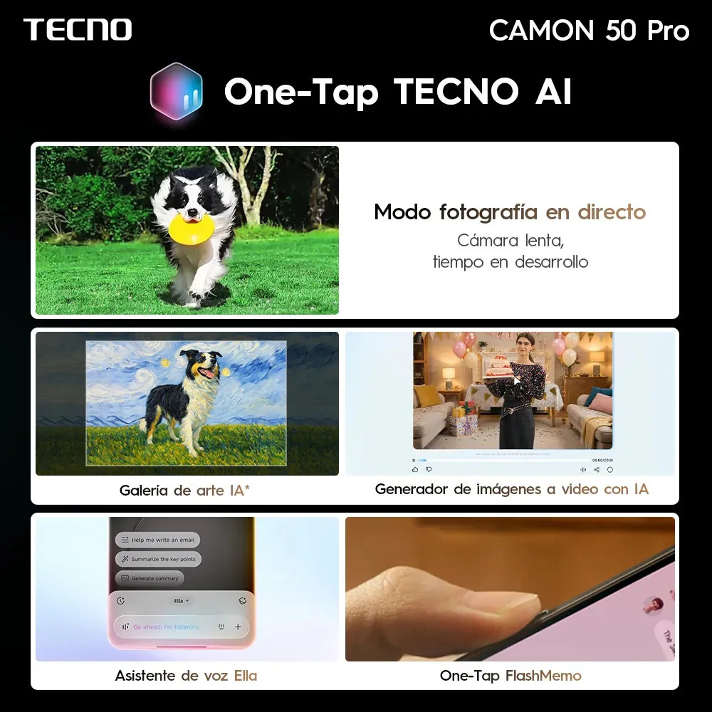 📱Tecno Camon 50 Pro Celular Desbloqueado, 8GB RAM + 256GB, Doble SIM, Pantalla AMOLED Curva 6.78" 144Hz, Batería 6150mAh, Cámara Triple 50MP