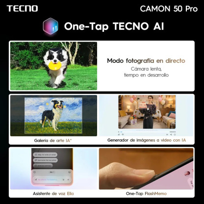 📱Tecno Camon 50 Pro Celular Desbloqueado, 8GB RAM + 256GB, Doble SIM, Pantalla AMOLED Curva 6.78" 144Hz, Batería 6150mAh, Cámara Triple 50MP