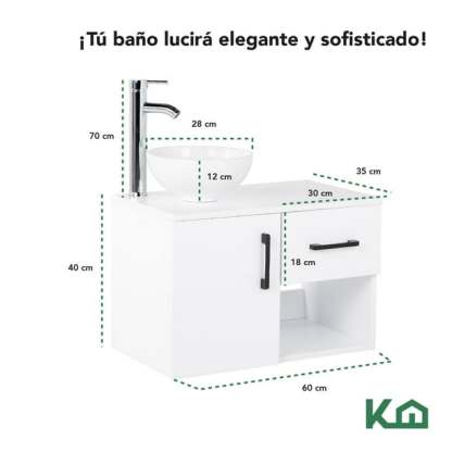 Mueble Kit Para Baño Gabinete Organizador Lavamano Monomando blanco
