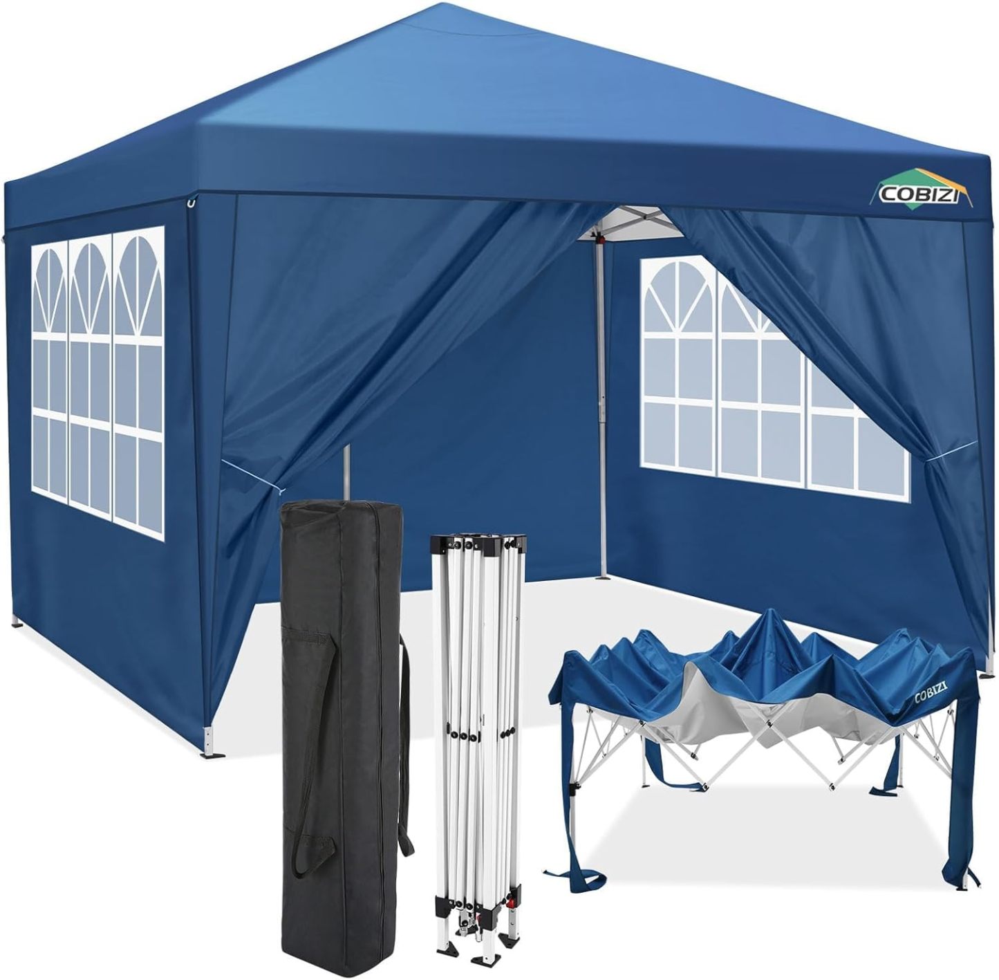 COBIZI - Toldo desplegable de 10 x 20 Pulgadas con 6 Paredes Laterales, toldo Impermeable para Eventos al Aire última intervensión, UPF 50+ cenador portátil para Fiestas, Playa, Camping, Boda,