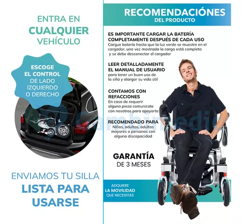 Silla De Ruedas Electrica Plegable Aluminio Ligera Portatil