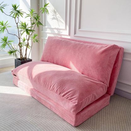MAXYOYO - Puf plegable para sofá, cama, colchón de piso para adultos, extra grueso, 6 pliegues, sofá para recámara, sala de estar, beige, 135 x 240 cm