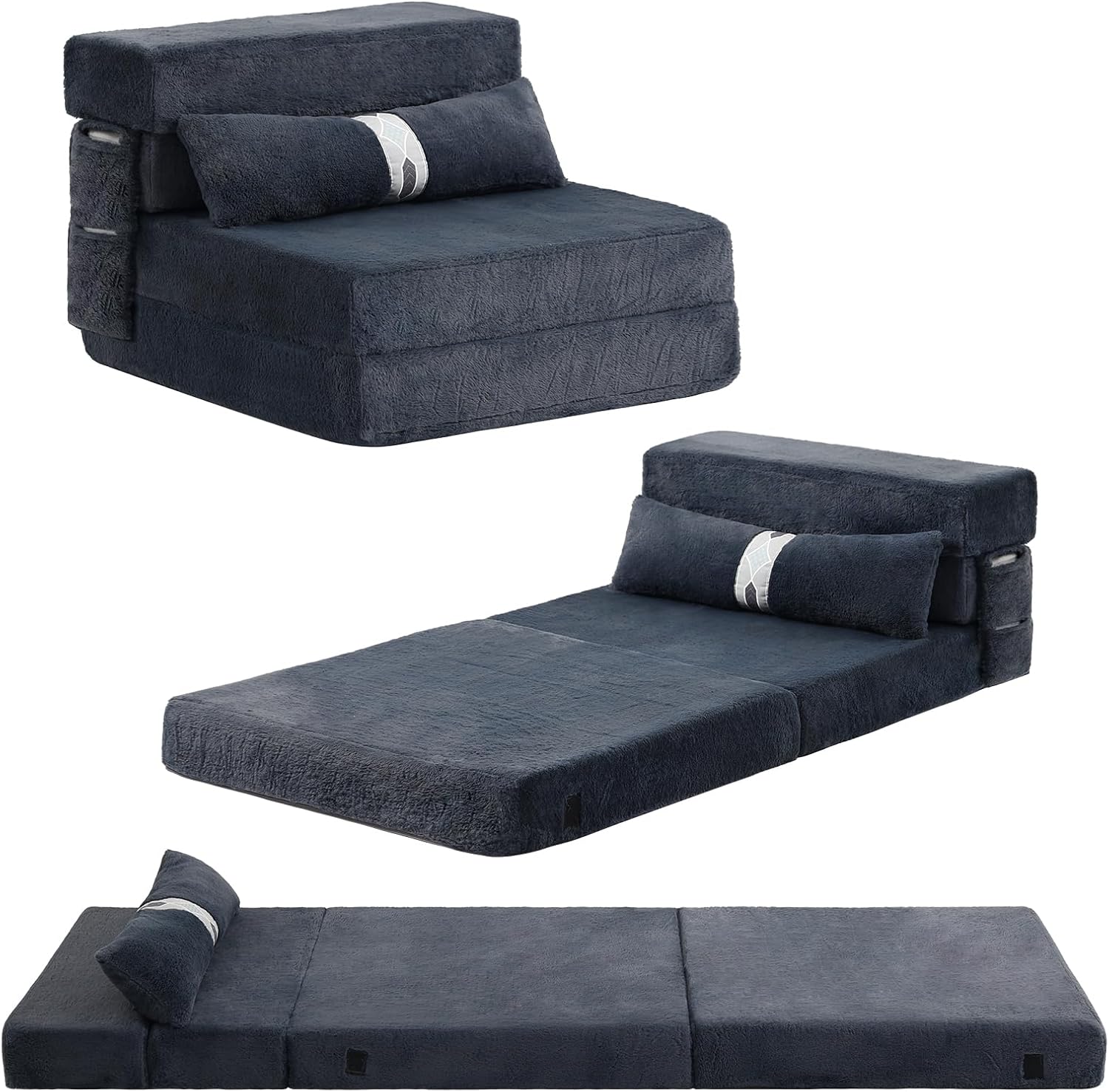 Tiita - Sillón de futón, tamaño individual, sofá cama plegable con almohada, colchón de piso y futón para sala de estar, recámara, uso de invitados, departamento