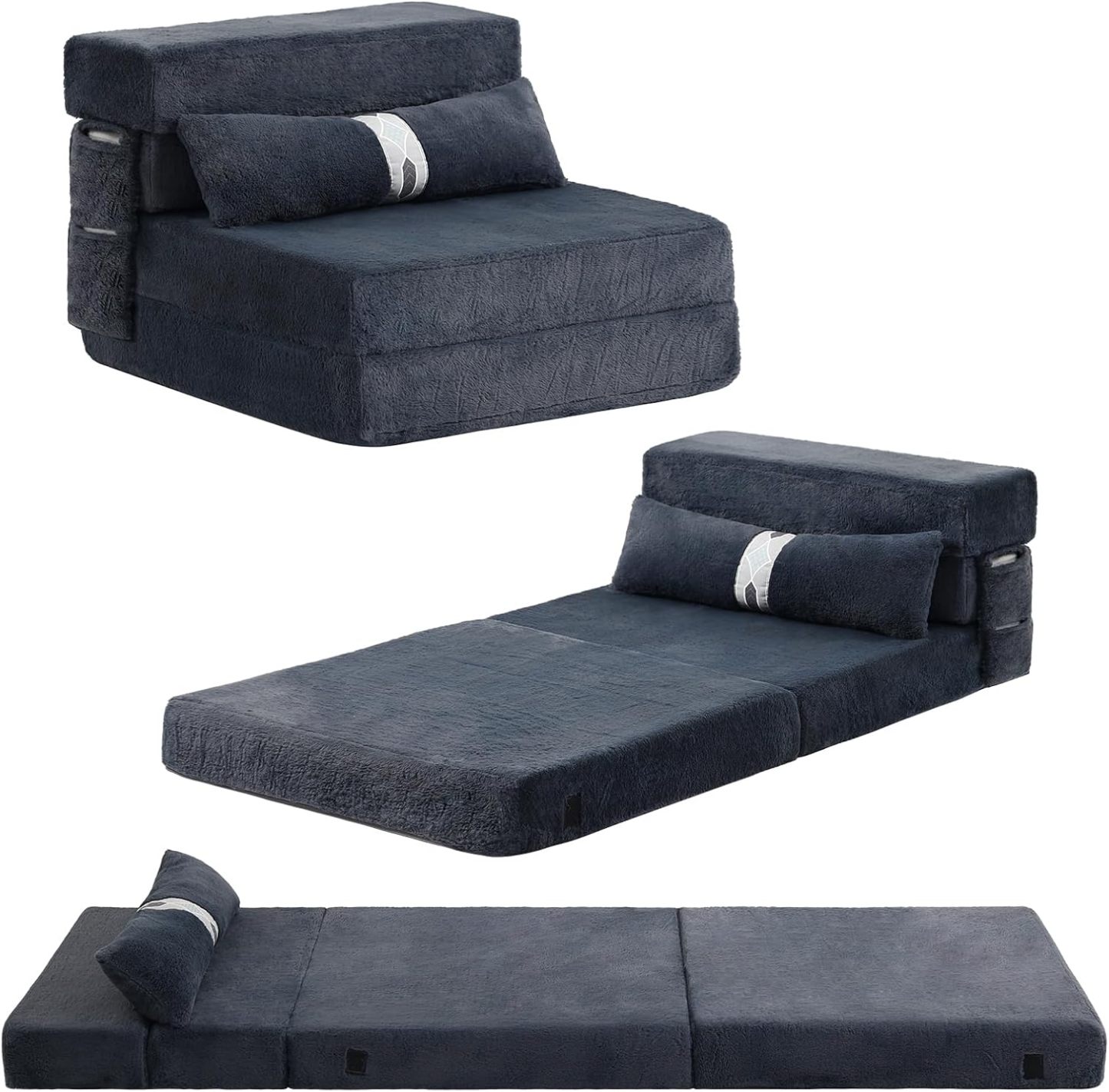 Tiita - Sillón de futón, tamaño individual, sofá cama plegable con almohada, colchón de piso y futón para sala de estar, recámara, uso de invitados, departamento