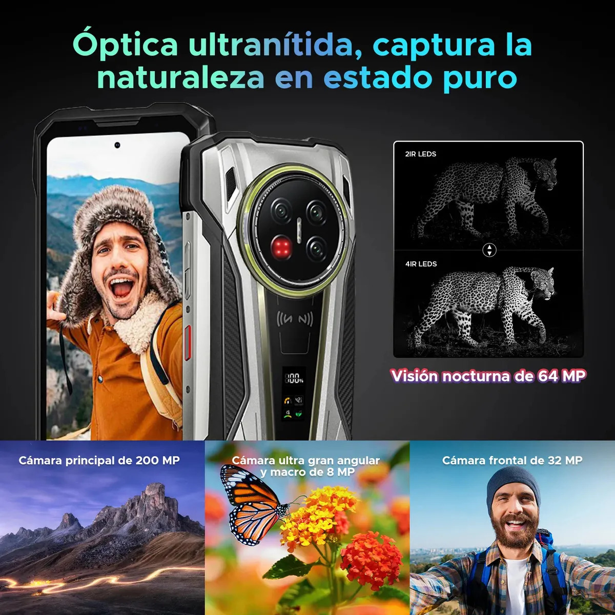 Doogee V Max 2 Celular Resistente 5G, Android 16, 48GB RAM+512GB ROM, Batería 22000mAh, Carga 120W, Pantalla 6.78" 120Hz, Luz de Camping, WiFi6E, Doble SIM