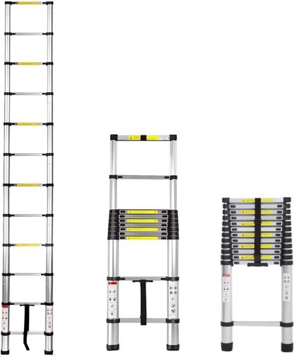 Kingsman | Escalera Multiposiciones 12 Peldaños con Charolas – Soporta hasta 150 kg – Escalera de Aluminio 3.5 MTS – Plegable – Escalera Multipropósito – Tipo Tijera – Andamio – Escalera Recta