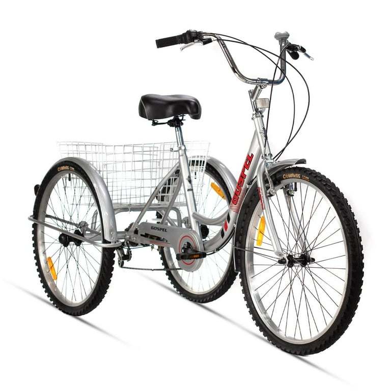 Bicicleta R26 7 Velocidades Tricicleta con Canasta Trasera Gospel PL7001-P