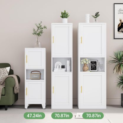 Ckzbx Gabinete de cocina de metal de 61 pulgadas de alto con 4 puertas, armarios de baño, 2 estantes ajustables para cocina, oficina en casa, sala de estar, comedor (negro)