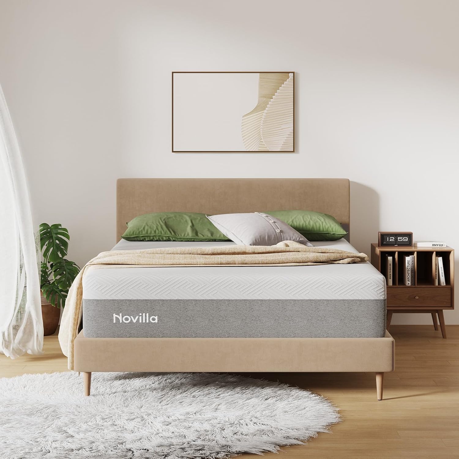Novilla Colchón California King 🛏️, Espuma Viscoelástica con Gel 10 Pulgadas, Frescura y Alivio de Presión, Dureza Media