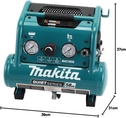 Makita MAC100Q Quiet Series, 1/2 HP, 1 galón compacto, sin aceite, compresor de aire eléctrico