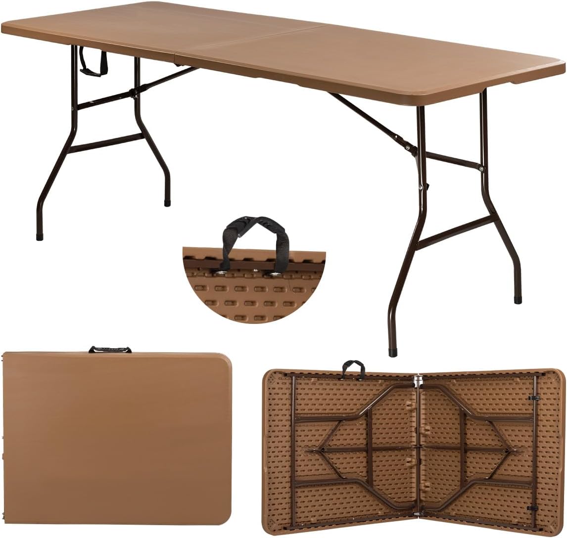 SELECTSHOP Mesa Plegable 1.80 Metros Comedor para Jardin Plegable Mesa De Plastico Resistente Tipo Portafolio Mesa de Trabajo Multiusos Comedor Grande para Jardin-Manteles