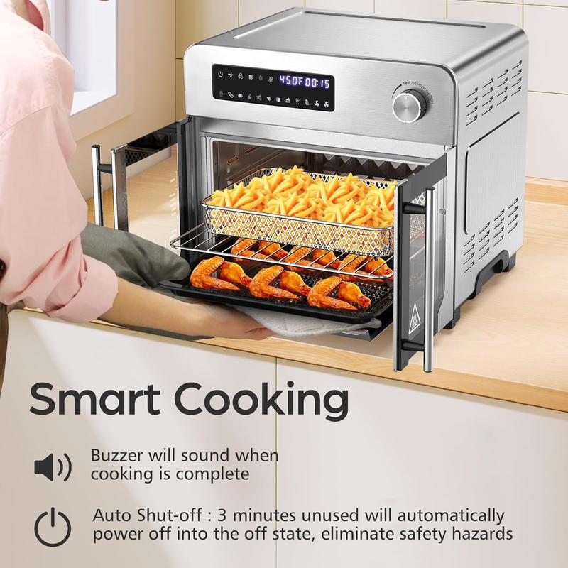 Combo de Freidora de Aire y Horno Tostador OSTBA con Puertas Francesas — Incluye 102 Recetas y 7 Accesorios. Freidora de Aire y Horno de Convección de Sobremesa Extra Grande 10 en 1: 95% Menos Aceite, Cocción Rápida y Crujiente, Fácil de Limpiar.