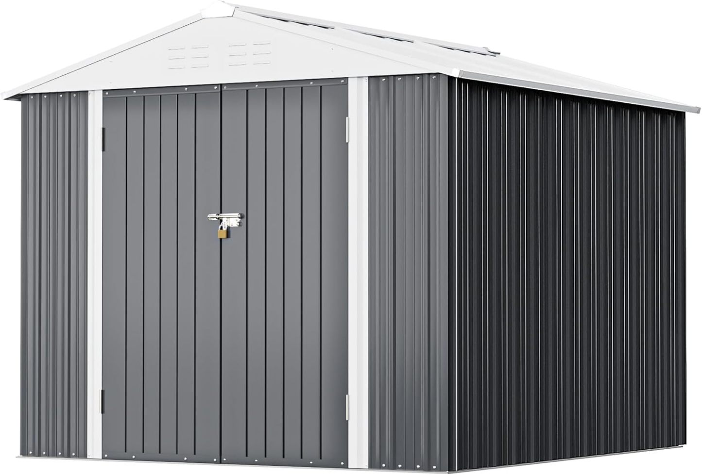 Greesum - Cobertizo de almacenamiento de metal para exteriores, 5 pies x 3 pies, herramienta de acero para cobertizo de almacenamiento con puerta y cerradura, para patio trasero, jardín, patio, césped (5 x 3 pulgadas), color café