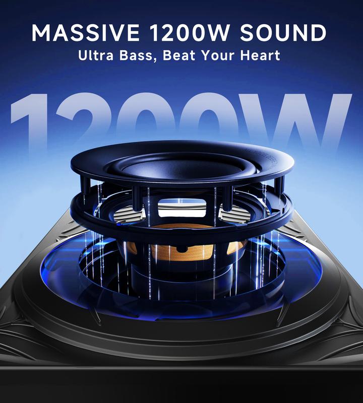 Subwoofer VIKEJIEBIV de 1200 W, paquete de subwoofer y amplificador delgado para debajo del asiento del coche con luz ambiental, control individual para paso bajo/ganancia/refuerzo de graves, sonido estéreo potente, graves profundos, accesorio perfecto pa