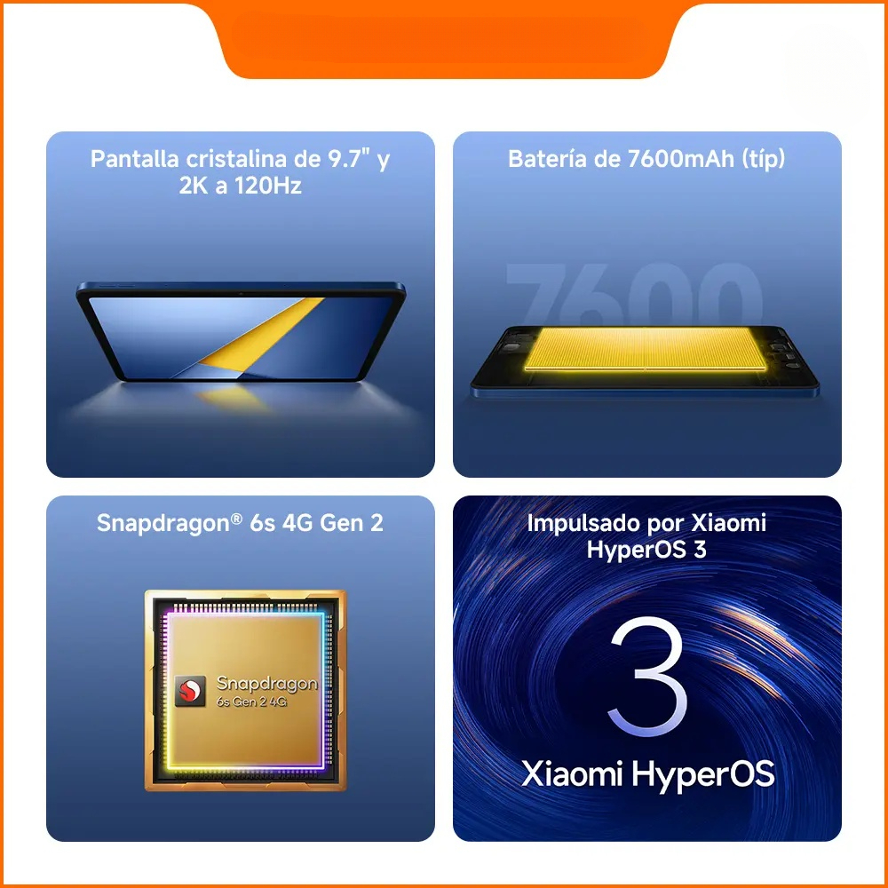 POCO Pad C1 | Pantalla cristalina de 9.7" y 2K a 120Hz | Batería de 7600mAh (típ) | Snapdragon 6s 4G Gen 2 | Impulsado por Xiaomi HyperOS 3