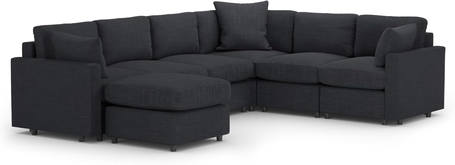 MODISOFA - Sofá Sala Esquinera Modular con Otomano | 6 Plazas | Beige | + Pillow Pack | Fácil de Ensamblar y Adaptable | Envío Gratis