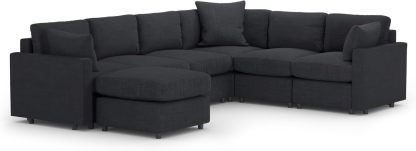 MODISOFA - Sofá Sala Esquinera Modular con Otomano | 6 Plazas | Beige | + Pillow Pack | Fácil de Ensamblar y Adaptable | Envío Gratis