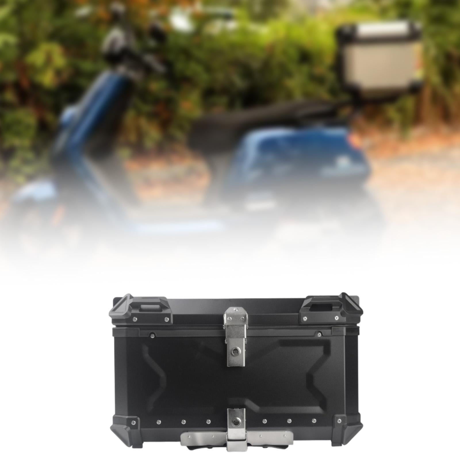 Baúl de motocicleta genérico, caja trasera, organizador de aluminio a prueba de golpes, caja para casco, baúl de almacenamiento de equipaje para 45L Plata
