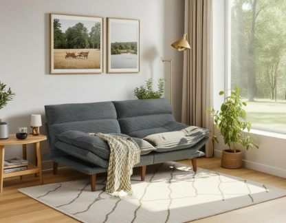 AMADA Sofá Cama Futón Convertible de 66", Juego de Futón Plegable de Pana con Respaldo y Reposabrazos Ajustables, Sillón Reclinable para Sala de Estar, Departamento u Oficina, Marco de Madera Sólida