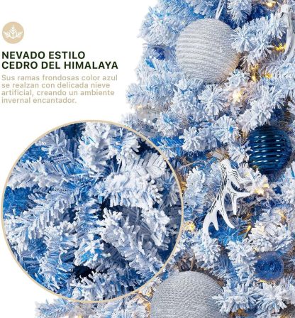 ESQUIMAL Árbol de Navidad Frondoso con Ramas Escarchadas, Pino Navideño (Rosa Nevado, 2.2 m)