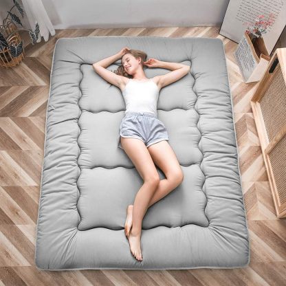 MAXYOYO - Puf plegable para sofá, cama, colchón de piso para adultos, extra grueso, 6 pliegues, sofá para recámara, sala de estar, beige, 135 x 240 cm