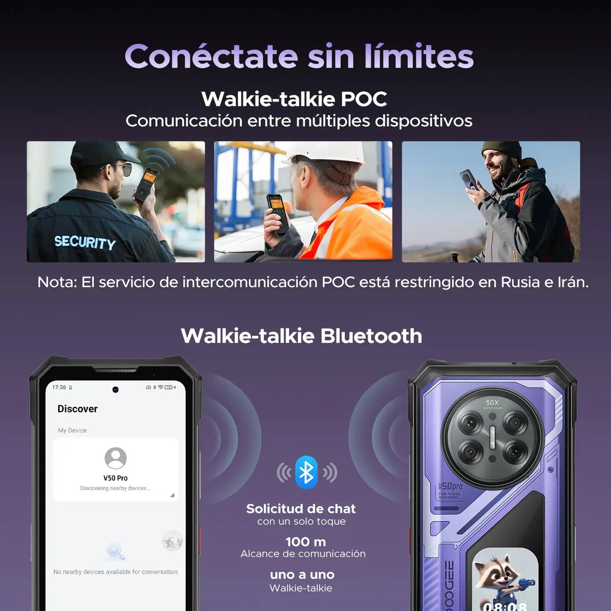 🛡️Doogee V50 Pro Celular Resistente 5G, Android16, RAM ampliable hasta 52GB + 512GB, Cámara AI 200MP, Batería 11000mAh, Pantalla Trasera AMOLED 2.06", IP68, NFC, Radio Walkie-talkie, Doble SIM