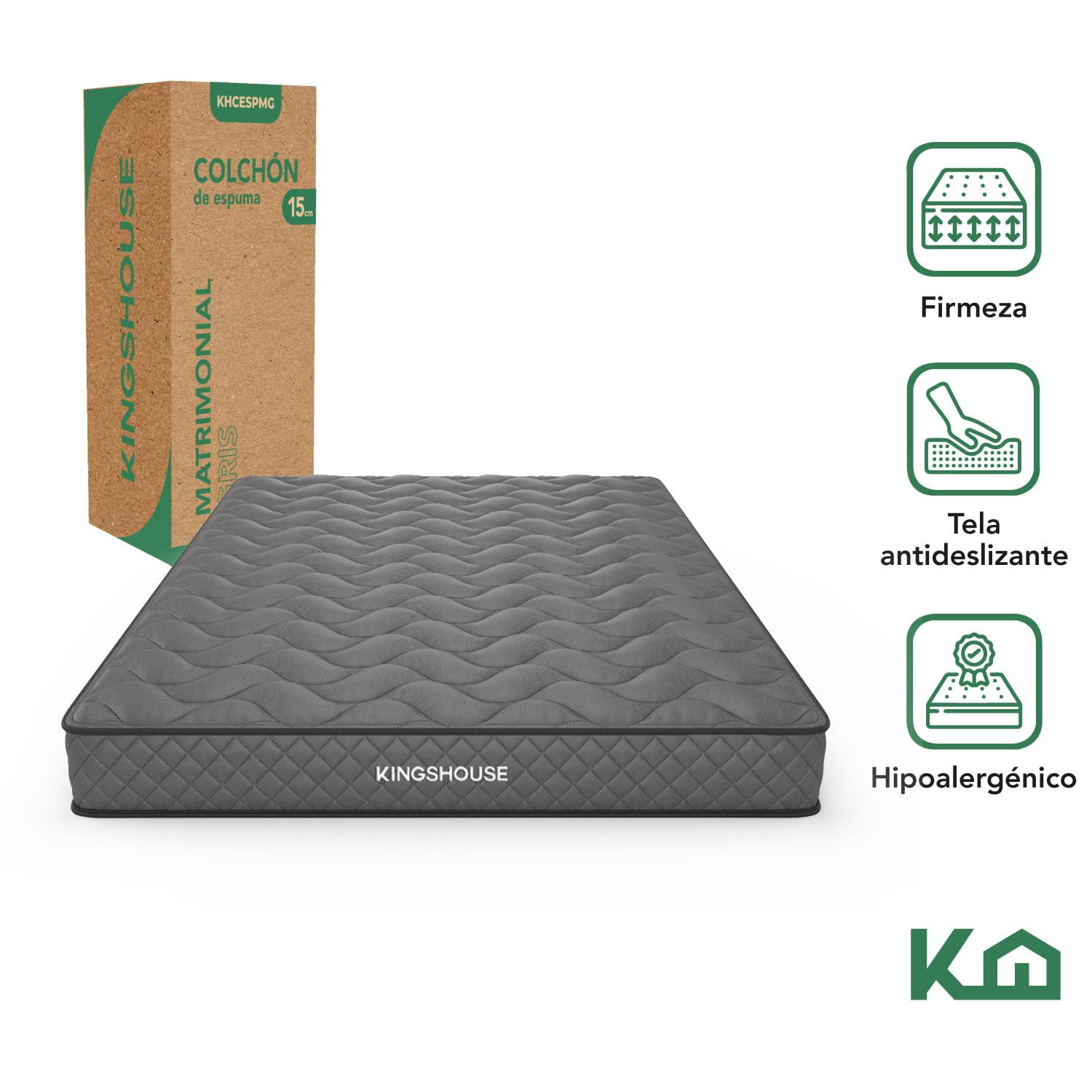 Colchon Matrimonial En Caja 15cm Alto KingsHouse blanco Kingshouse KHCESPMB