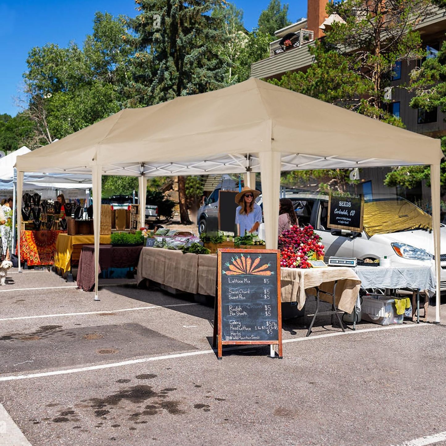 COBIZI - Toldo desplegable de 10 x 20 Pulgadas con 6 Paredes Laterales, toldo Impermeable para Eventos al Aire última intervensión, UPF 50+ cenador portátil para Fiestas, Playa, Camping, Boda,