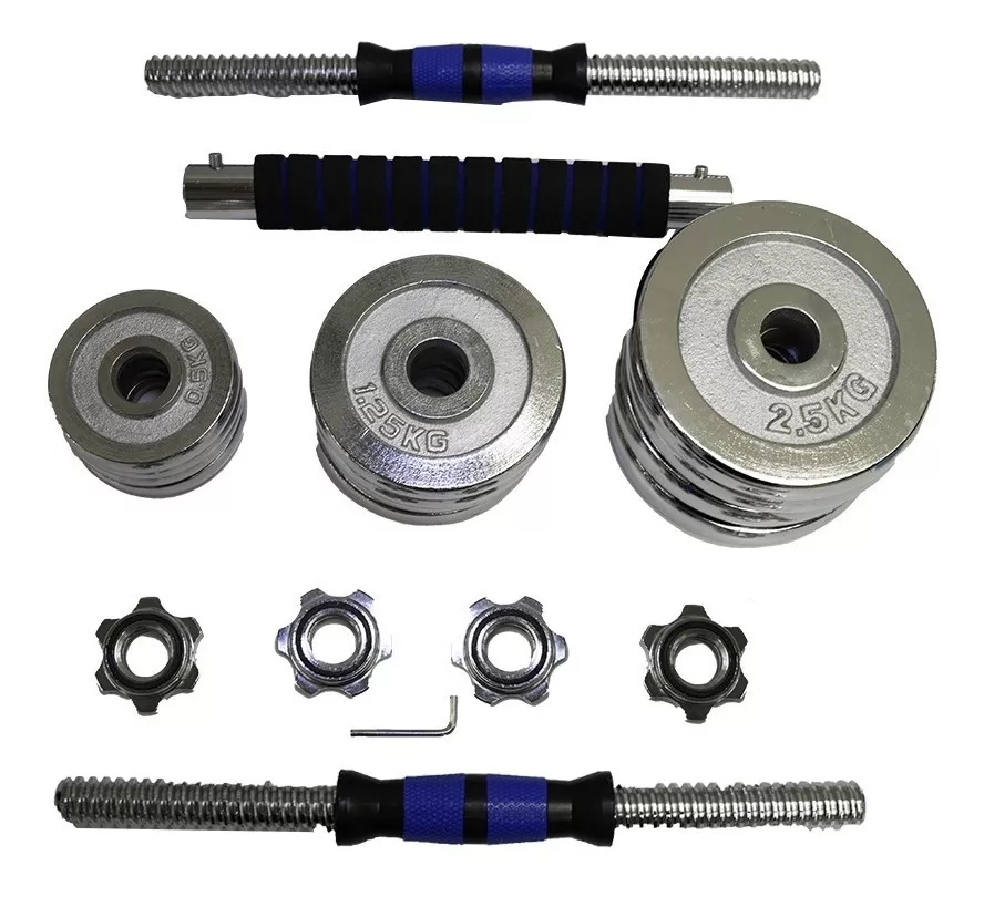 Kit Mancuernas Pesas - Barra Discos Ejercicio Gym 30kg/60lb
