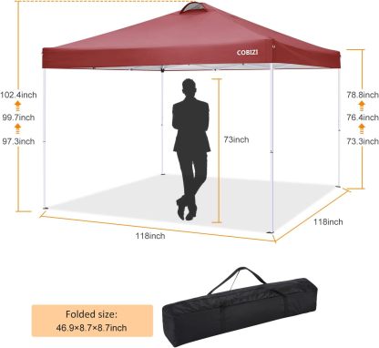 COBIZI - Toldo desplegable de 10 x 20 Pulgadas con 6 Paredes Laterales, toldo Impermeable para Eventos al Aire última intervensión, UPF 50+ cenador portátil para Fiestas, Playa, Camping, Boda,