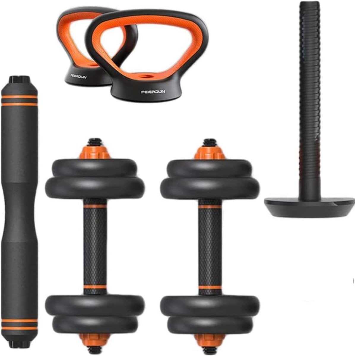 Kit de Mancuernas Brandtrendy 6 en 1 Ajustable – Pesas Rusas, Barra y Discos para Entrenamiento en Casa y Gimnasio – Diseño Compacto y Seguro, Ideal para Rutinas Completa de Fuerza y Resistencia