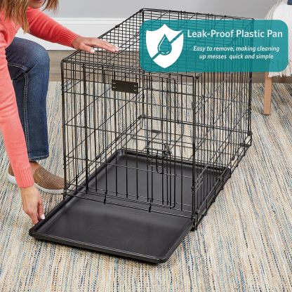 MidWest Homes for Pets - Jaula para perros XL | Jaula para perros MidWest iCrate de metal plegable con doble puerta con panel divisor, protege los pies y bandeja para perros a prueba de fugas | 48 pulgadas de largo x 30 de ancho x 33 pulgadas de alto, raz
