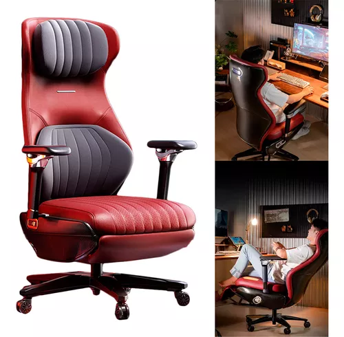 Silla Gamer Masaje Lumbar Eléctrico Cuero Transpirable Ouo Color Rojo LT00529