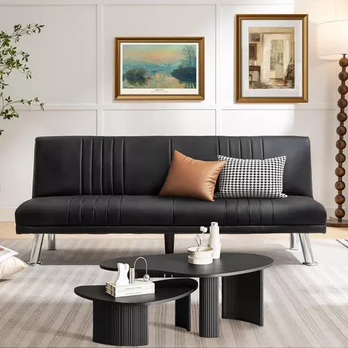 Sofá Cama Convertible Moderno, Futón Plegable De Piel Sintét