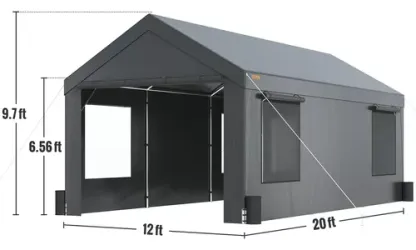 Vevor Toldo Para Automóvil Toldo Para Cochera 12 X 20ft Gris