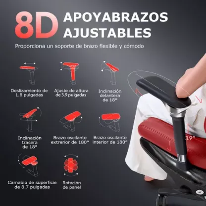 Silla Gamer Masaje Lumbar Eléctrico Cuero Transpirable Ouo Color Rojo LT00529