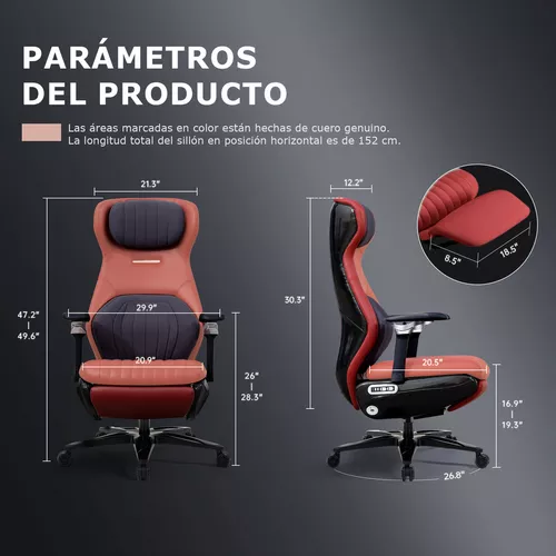 Silla Gamer Masaje Lumbar Eléctrico Cuero Transpirable Ouo Color Rojo LT00529