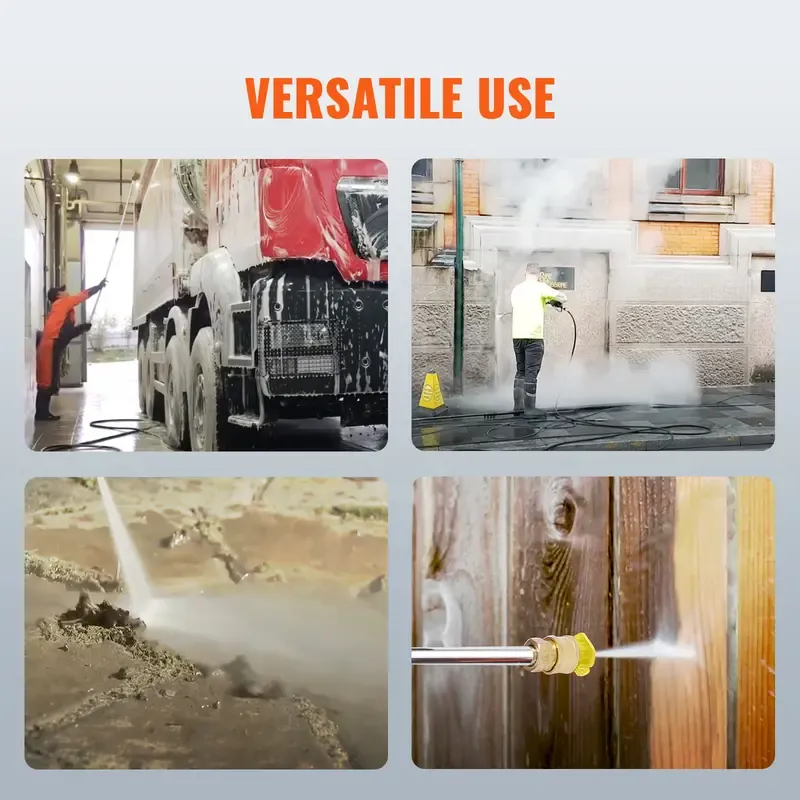 Hidrolavadora a gasolina VEVOR, 4400 PSI, 4.0 GPM, con bomba de cobre, pistola pulverizadora y lanza de extensión, 5 boquillas de conexión rápida, para limpiar coches, casas, entradas de vehículos y patios.