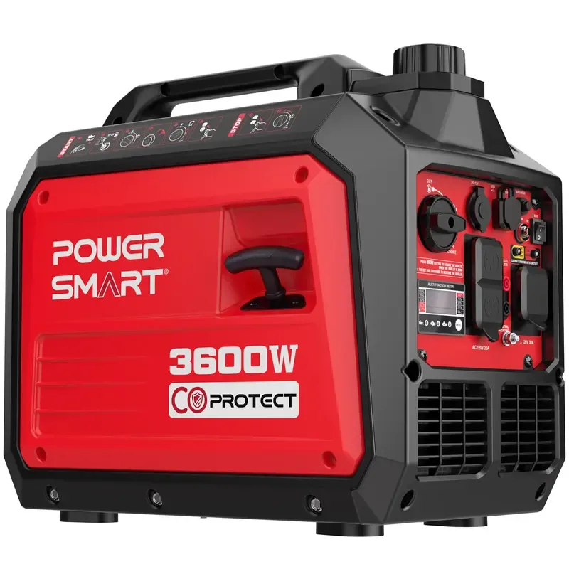 Generador inversor portátil silencioso PowerSmart de 3600 vatios, resistente a tormentas, apto para vehículos recreativos, toma de corriente de 30 A, con capacidad de conexión en paralelo, ideal para emergencias y acampadas, cumple con la normativa EPA, r