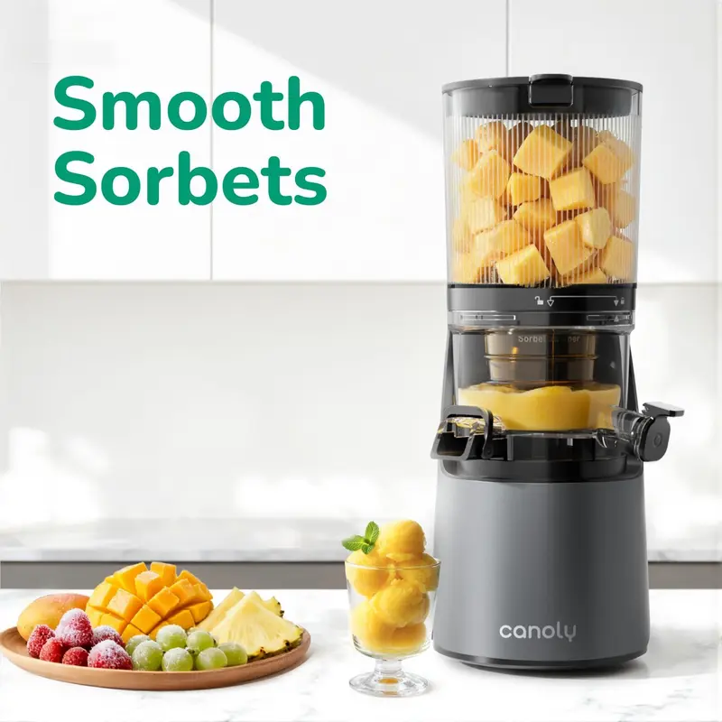 Licuadora de prensado en frío CL C16, boca de alimentación extra ancha de 15 cm, coladores 3 en 1 (jugo, sorbete y leche vegetal), potente motor de CA sin escobillas, sistema de precorte automático, máquina de licuado libre de BPA.