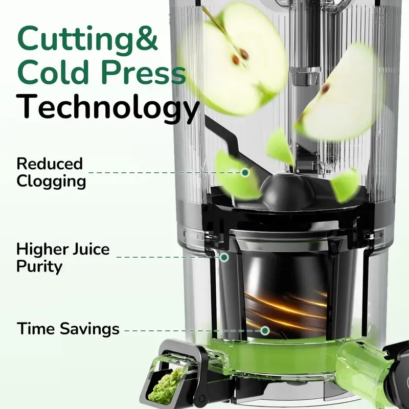 Licuadora de prensado en frío CL C16, boca de alimentación extra ancha de 15 cm, coladores 3 en 1 (jugo, sorbete y leche vegetal), potente motor de CA sin escobillas, sistema de precorte automático, máquina de licuado libre de BPA.