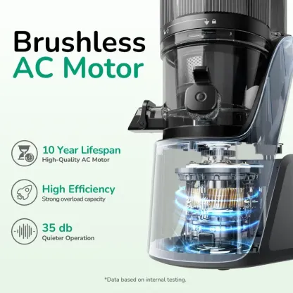 Licuadora de prensado en frío CL C16, boca de alimentación extra ancha de 15 cm, coladores 3 en 1 (jugo, sorbete y leche vegetal), potente motor de CA sin escobillas, sistema de precorte automático, máquina de licuado libre de BPA.