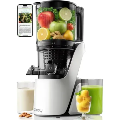 Licuadora de prensado en frío CL C16, boca de alimentación extra ancha de 15 cm, coladores 3 en 1 (jugo, sorbete y leche vegetal), potente motor de CA sin escobillas, sistema de precorte automático, máquina de licuado libre de BPA.