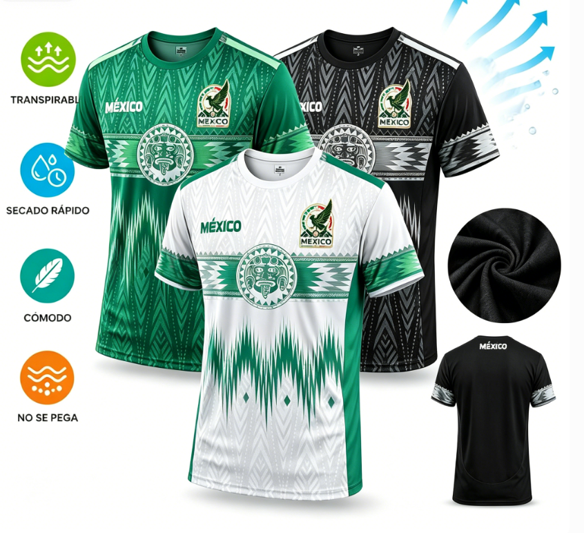 Camiseta deportiva de manga corta, edición limitada con estampado de motivos de aficionados al fútbol de estilo mexicano, modelo 2026, apta para entrenamiento al aire libre, unisex, tejido cómodo y transpirable, ideal para competiciones, entrenamiento y u