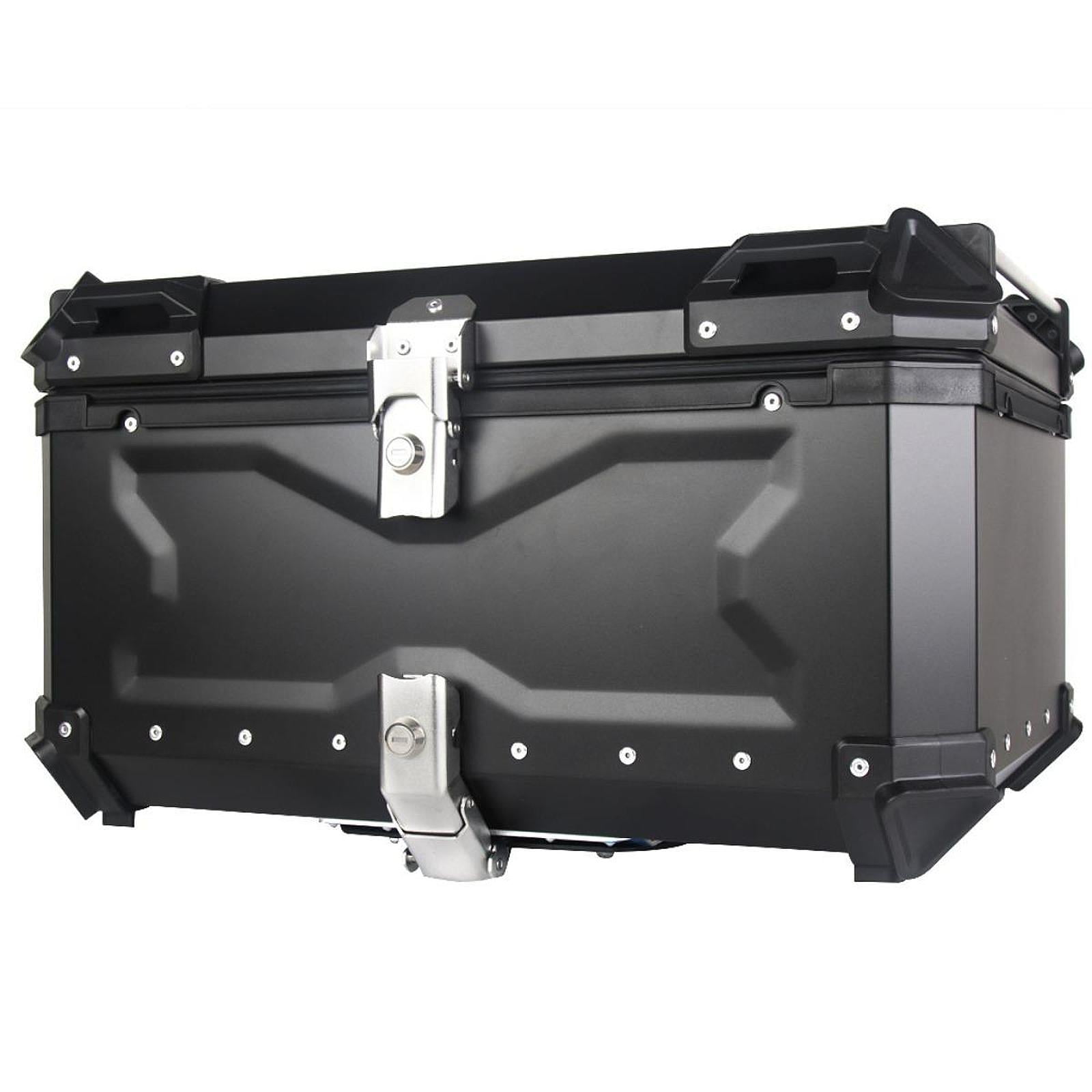 Baúl de motocicleta genérico, caja trasera, organizador de aluminio a prueba de golpes, caja para casco, baúl de almacenamiento de equipaje para 45L Plata