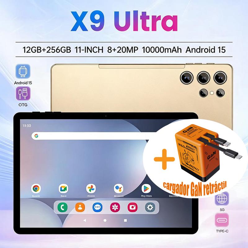 【Regalos Navideños】X9 Ultra 11\" Tablet Android 15 con 256GB Almacenamiento, 12GB RAM, Batería 10000mAh y WiFi 5G