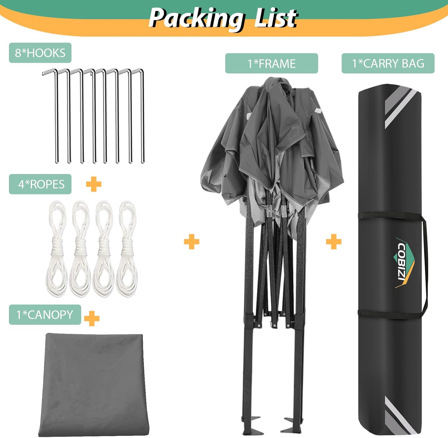 COBIZI - Toldo desplegable de 10 x 20 Pulgadas con 6 Paredes Laterales, toldo Impermeable para Eventos al Aire última intervensión, UPF 50+ cenador portátil para Fiestas, Playa, Camping, Boda,