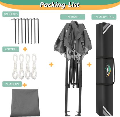 COBIZI - Toldo desplegable de 10 x 20 Pulgadas con 6 Paredes Laterales, toldo Impermeable para Eventos al Aire última intervensión, UPF 50+ cenador portátil para Fiestas, Playa, Camping, Boda,